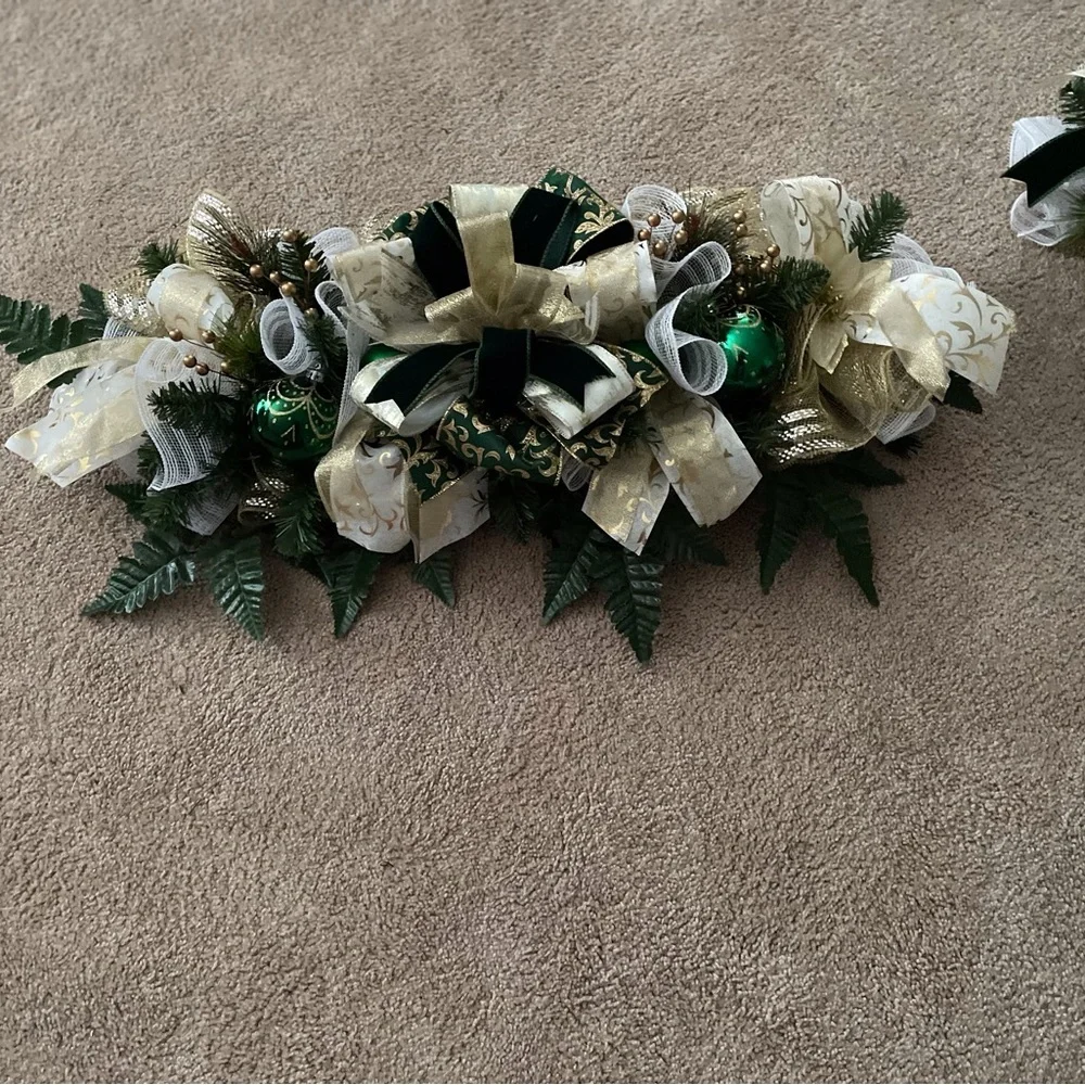 Elegant Three Piece Holiday Garland with Gold and Green Accents